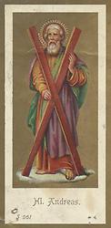 Hl. Andreas. Kleines Andachtsbild 19. Jh. Gemeinfrei