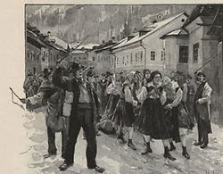 Blochziehen. Aus: Kronprinzenwerk, 1891